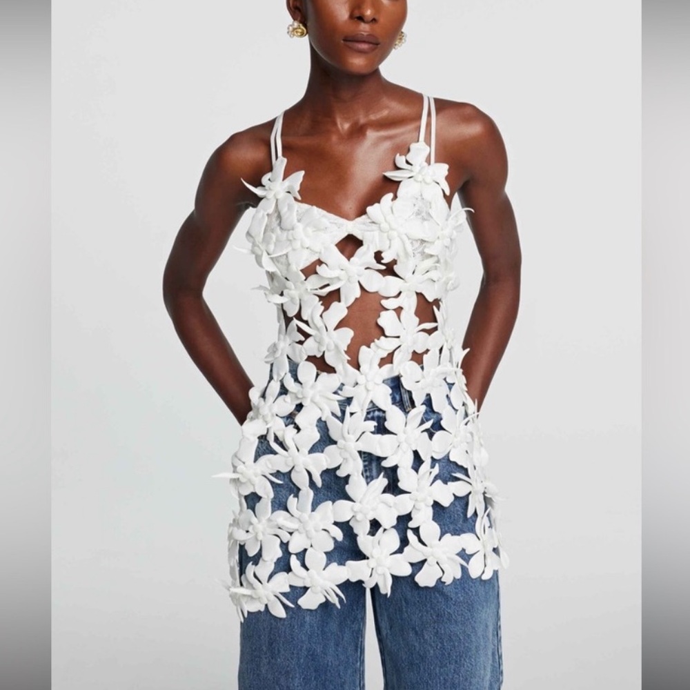 Innovare Denim Kira Hollow Lace Up Top